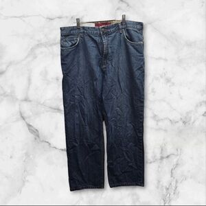 Nautica Jeans Mens 38x30 Blue Denim Straight Baggy Relax Fit Distressed Casual